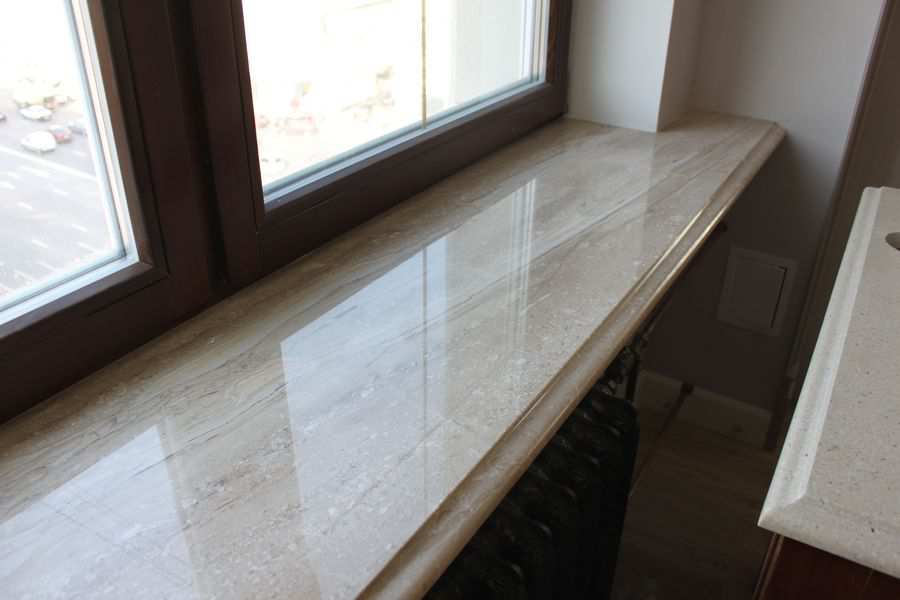 Подоконник под бежевый мрамор